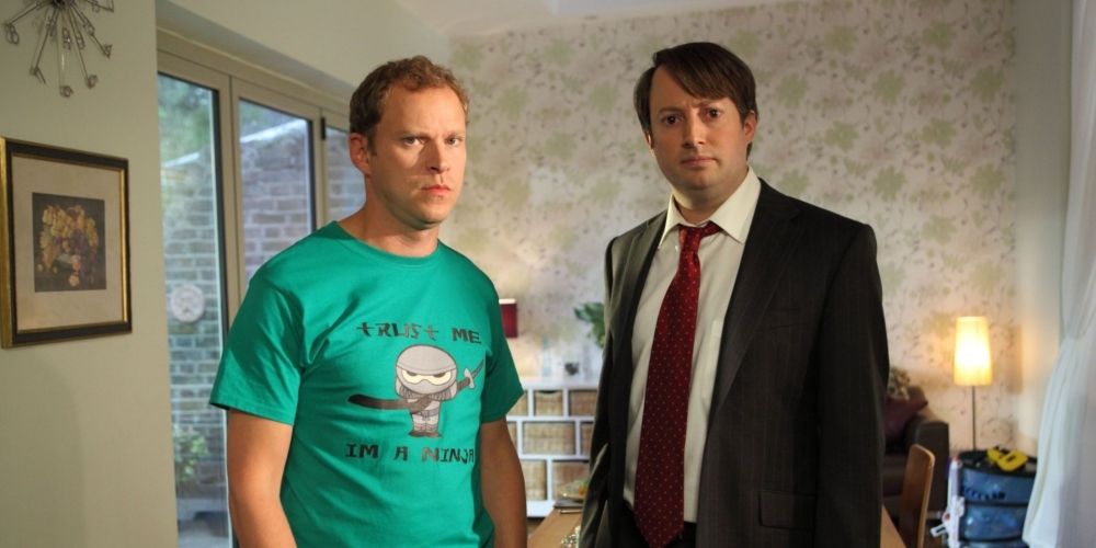 David Mitchell and Robert Webb as Mark and Jeremy in Peep Show