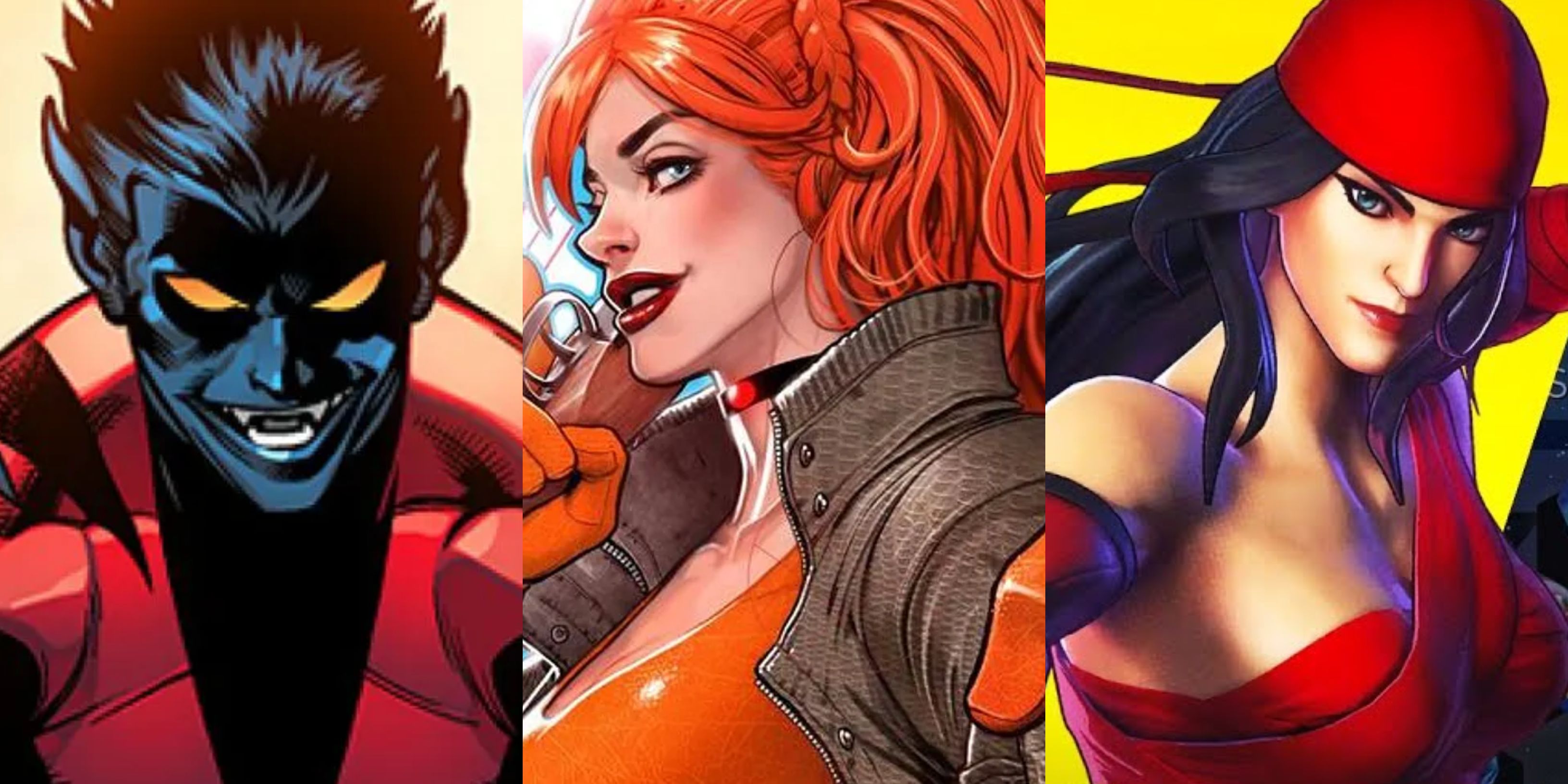 Header for Midnight Suns article featuring Nightcrawler, Elsa Bloodstone, and Elektra