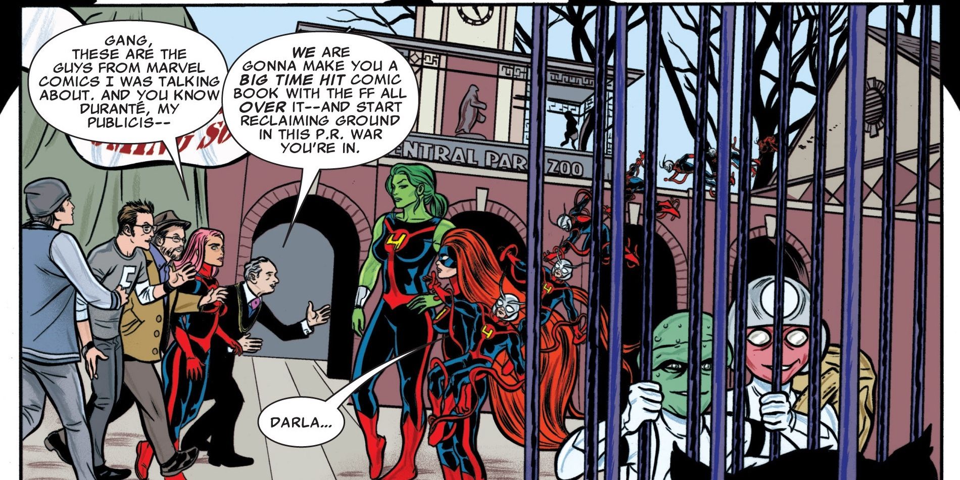 Matt Fraction and Mike Allred appear in their Marvel comic, FF