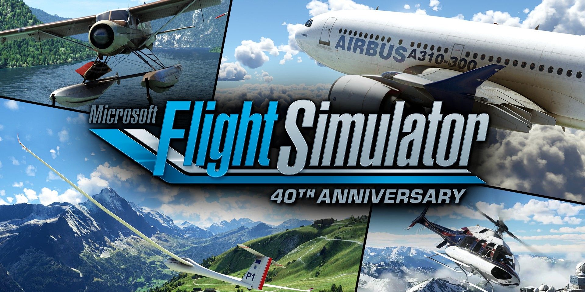 Promotional image featuring some of the new aircraft available in Microsoft Flight Simulator 40th Anniversary Edition.