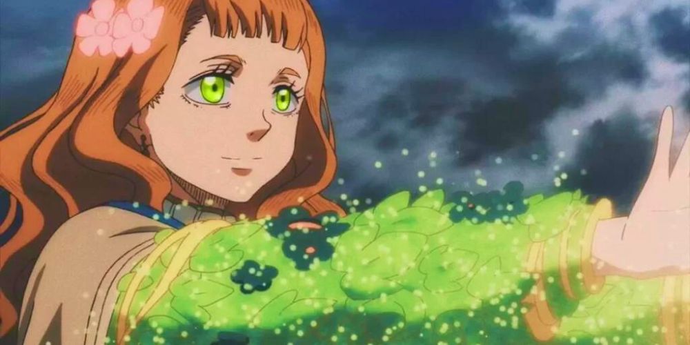 Mimosa Vermillion uses her plant magic in Black Clover