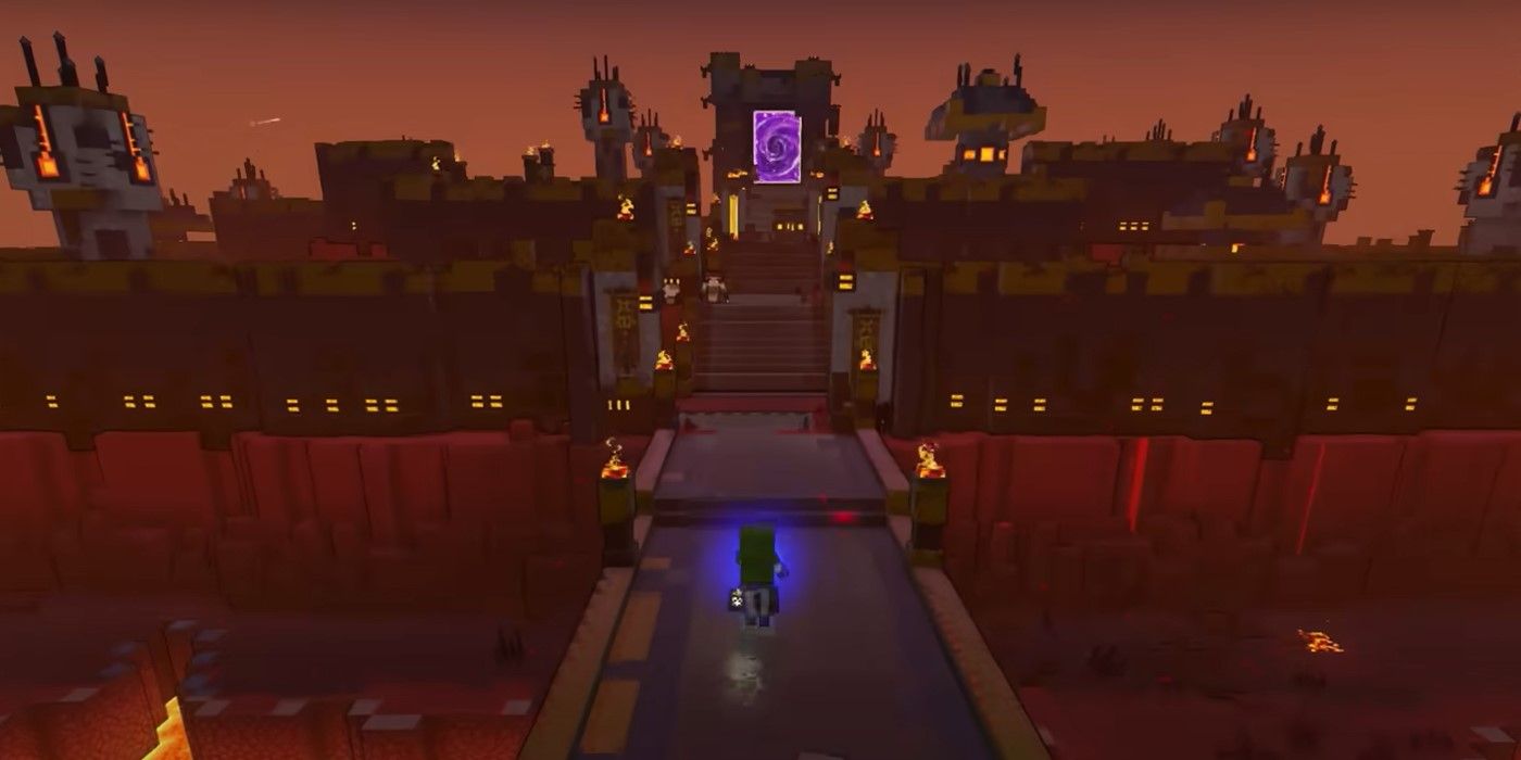 Minecraft Legends kingdom at night