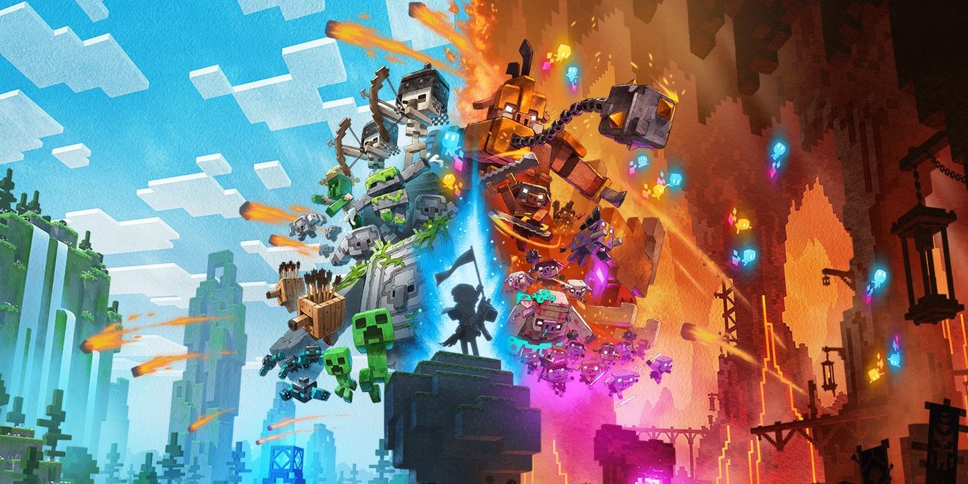 Minecraft Legends header featuring explorable wilderness and deep caverns