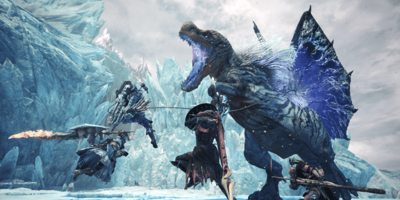 Fulgur Anjanath from Monster Hunter World Iceborne angry while being hunted