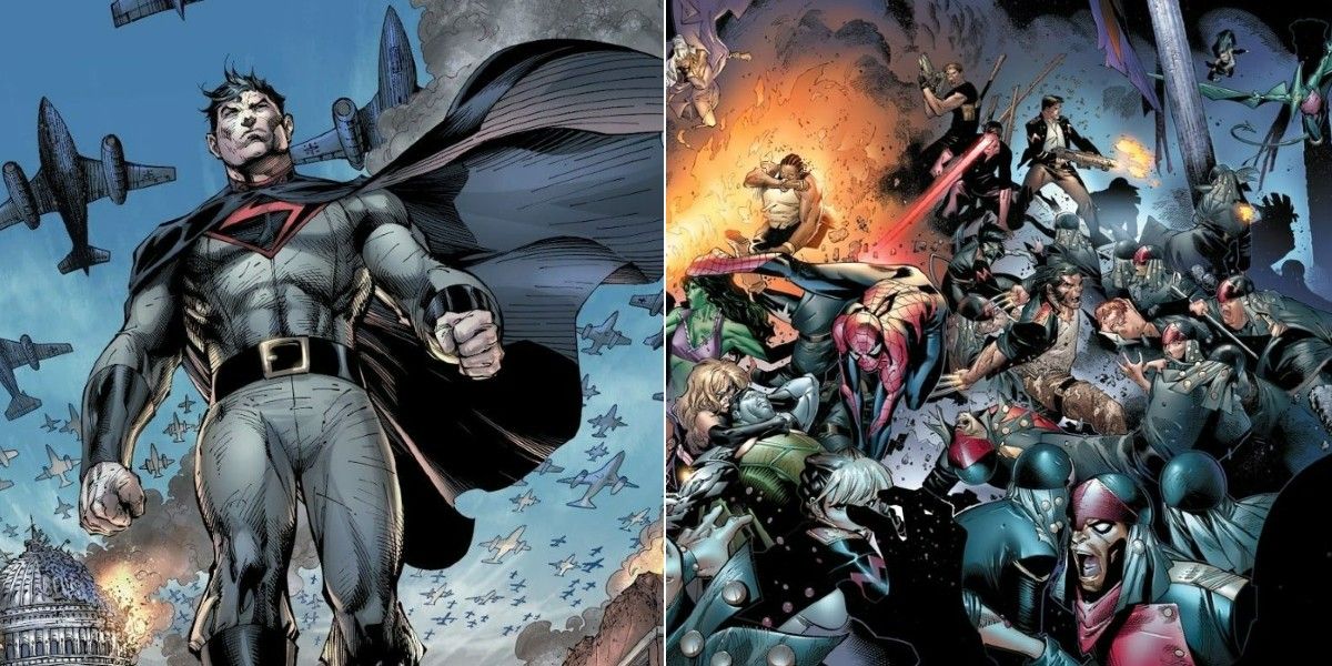Split Image of Earth X Superman and Marvel's House of M