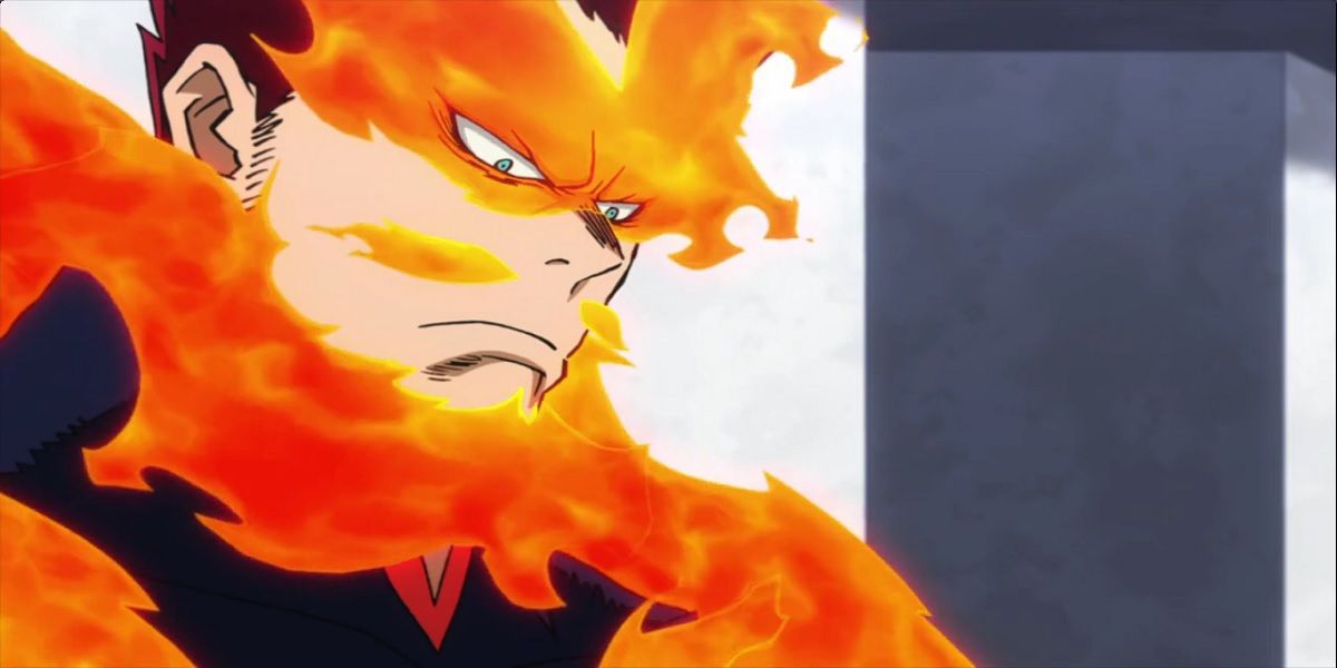 Endeavor looking angry in My Hero Academia.
