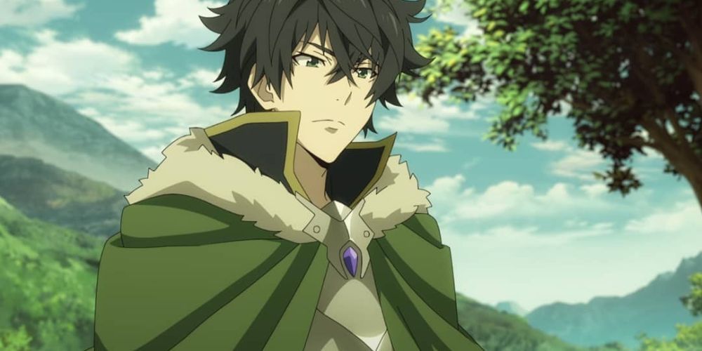 Naofumi with a neutral stare in The Rising of the Shield Hero.