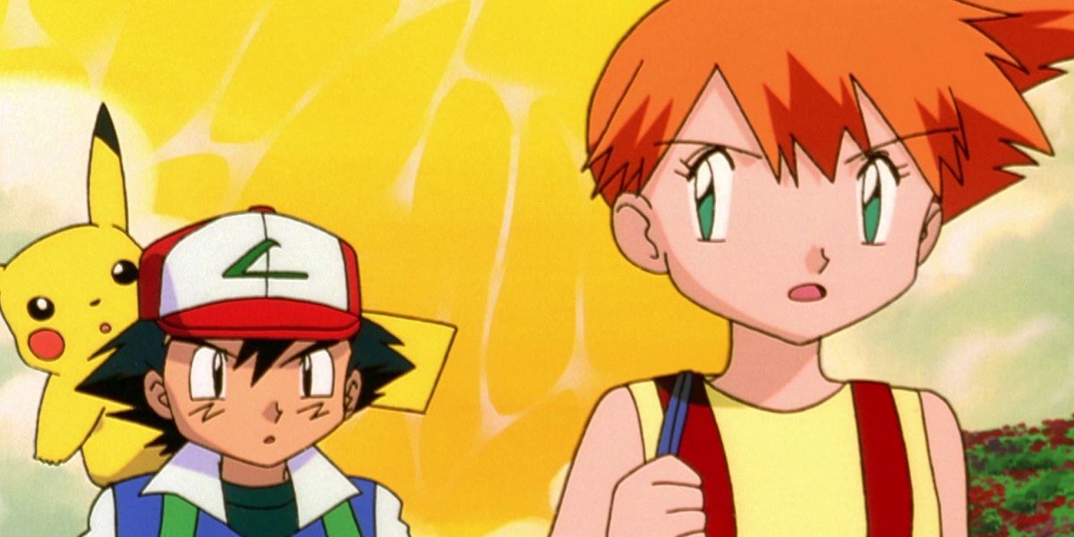 Misty looking at Ash over her shoulder in Pokémon.