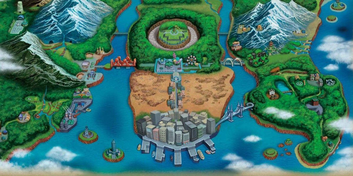 Map art of Unova in Pokémon.