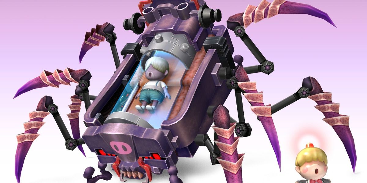 Porky Minch em seu Bed Mecha em Super Smash Bros. Brawl