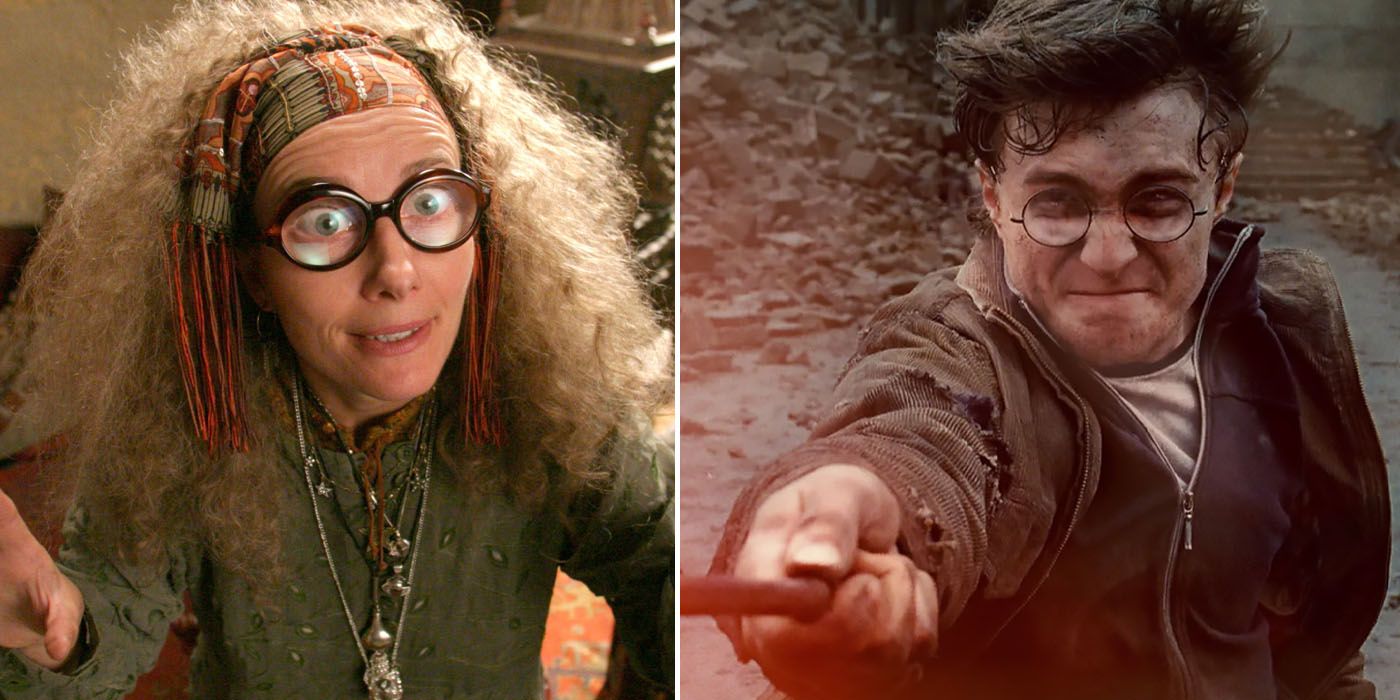 Professor Trelawney In Harry Potter And The Prisoner Of Azkaban And Harry Potter In Harry Potter And The Deathly Hallows Part 2
