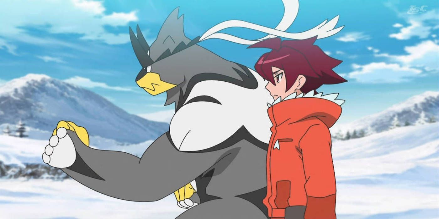 Quillon and Urshifu battle a Regice in Pokémon Journeys