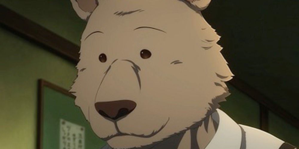 Riz from Beastars with a sweet smile on his face. 