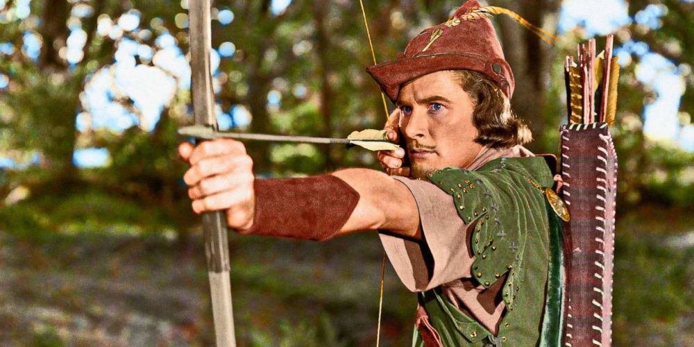 Robin Hood preparing to fire an arrow