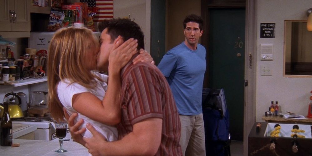 Ross walks in on Joey and Rachel kissing in Friends