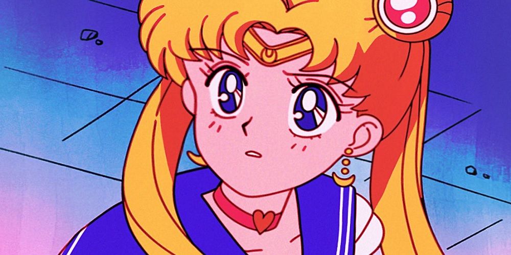 Usagi with wide eyes in Sailor Moon.