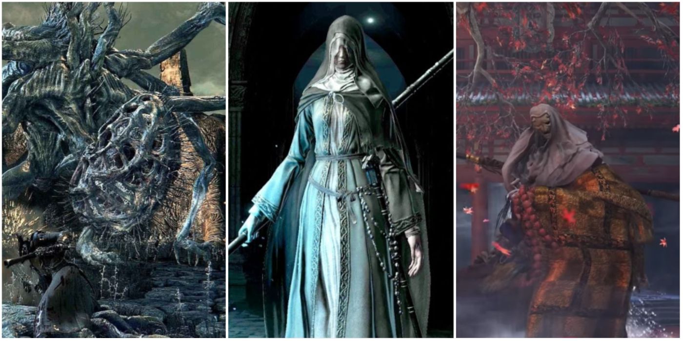 Scariest FromSoftware bosses list featured image Amygdala Bloodborne Sister Friede Dark Souls III Corrupted Monk Sekiro: Shadows Die Twice