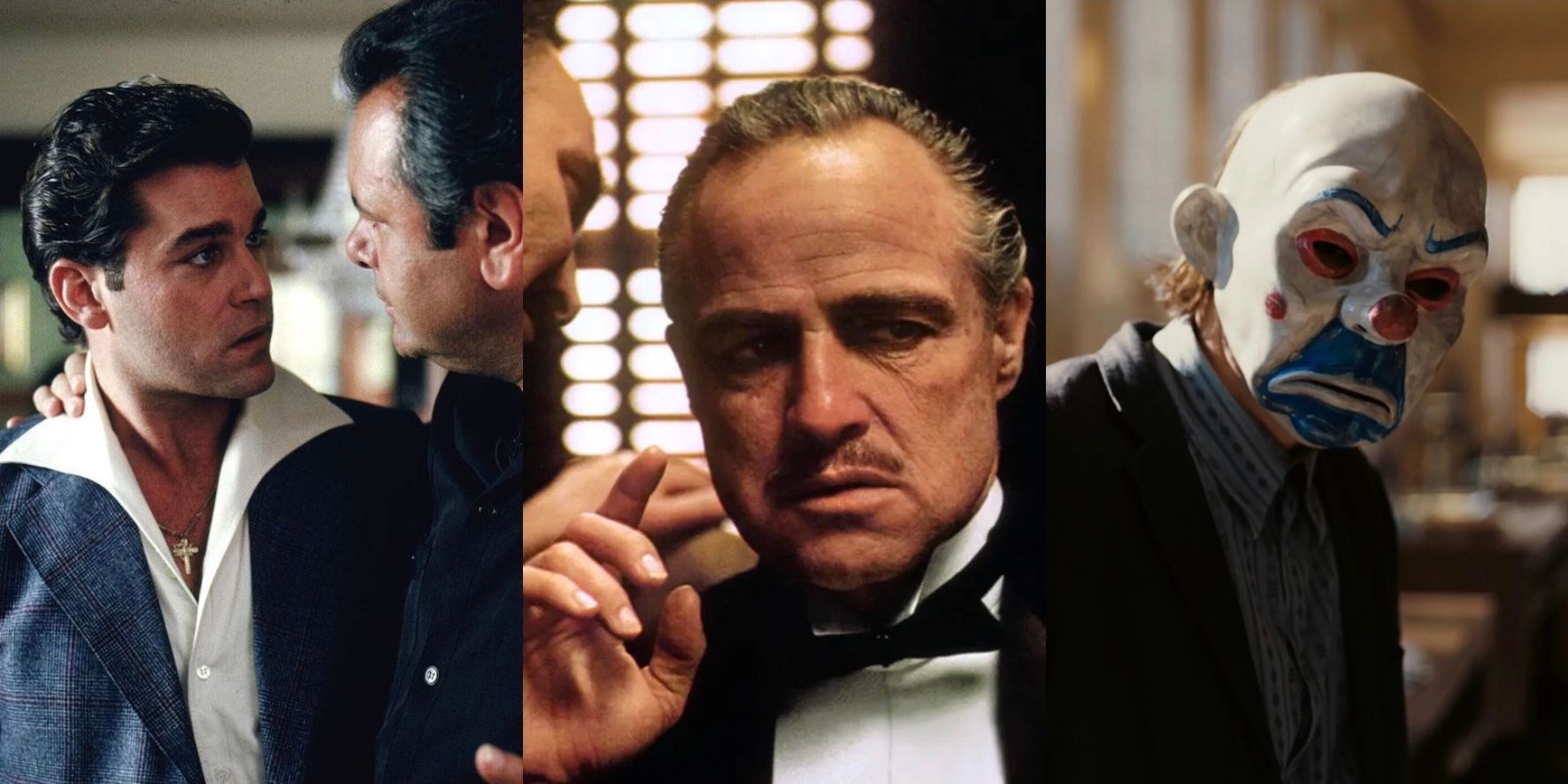CRIME EPICS FEATURE IMAGE - GOODFELLAS, THE GODFATHER, THE DARK KNIGHT
