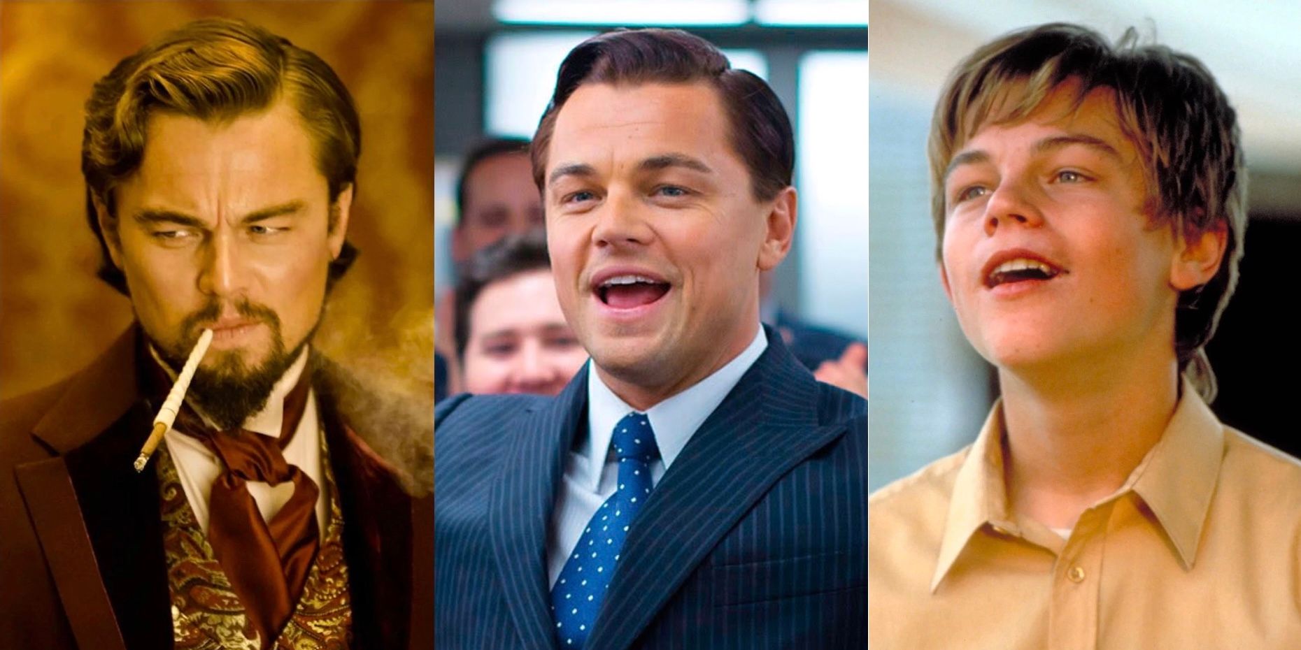 Leonardo DiCaprio performances: Django Unchained, The Wolf of Wall Street, and What's Eating Gilbert Grape