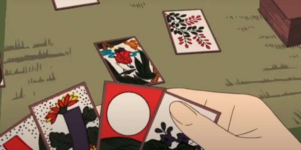 A scene featuring a Hanafuda / Koi-Koi game from the movie Summer Wars