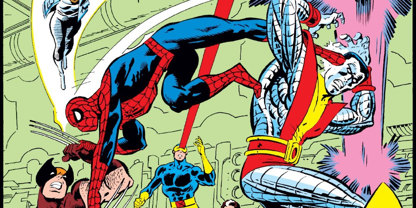 Spider-Man battling the X-Men solo in Marvel Comics
