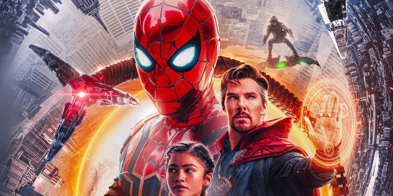 Poster with Doctor Strange, MJ, and Peter Parker, promoting No Way Home