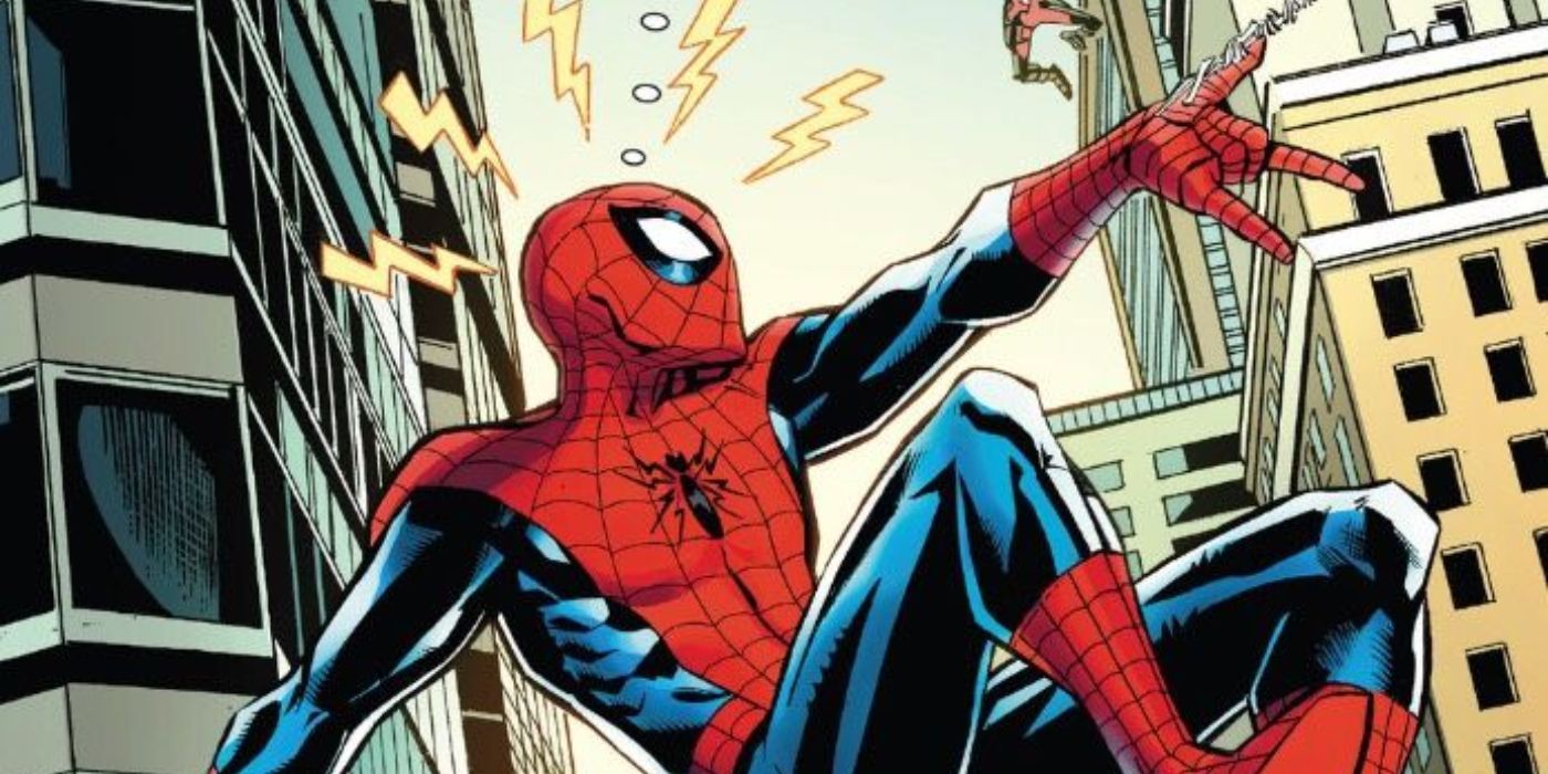 Spider-Man webslinging and using his spider-sense in Marvel Comics