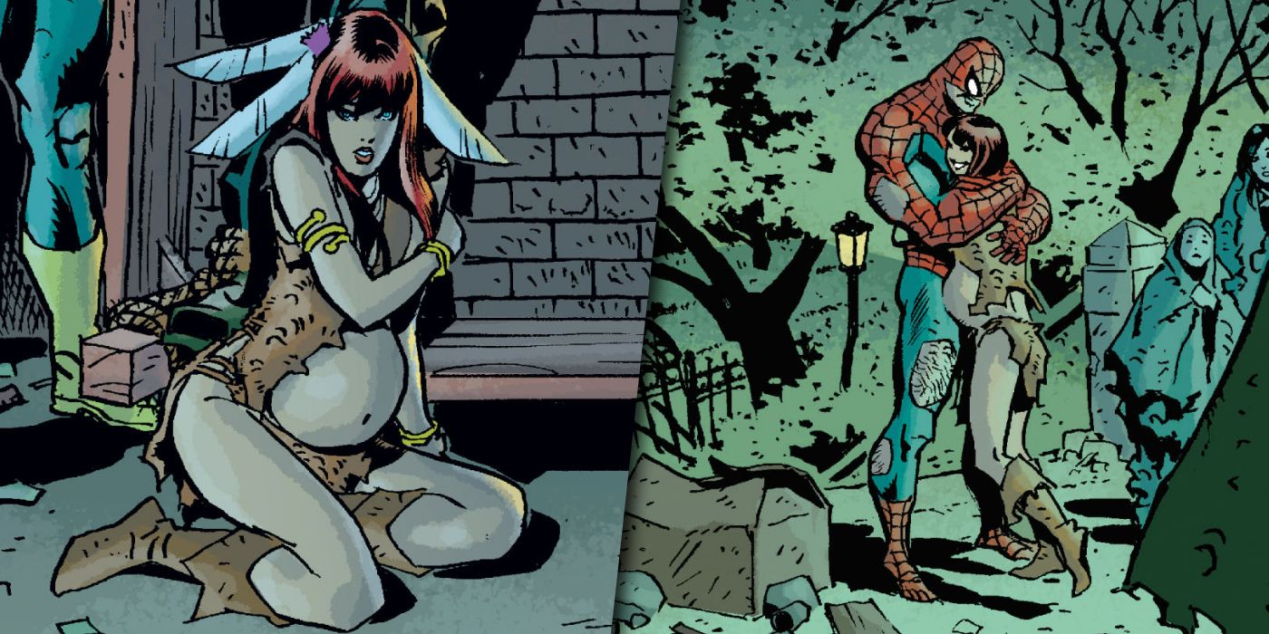 Spider-Man and Mary Jane from Marvel Universe vs The Punisher split image