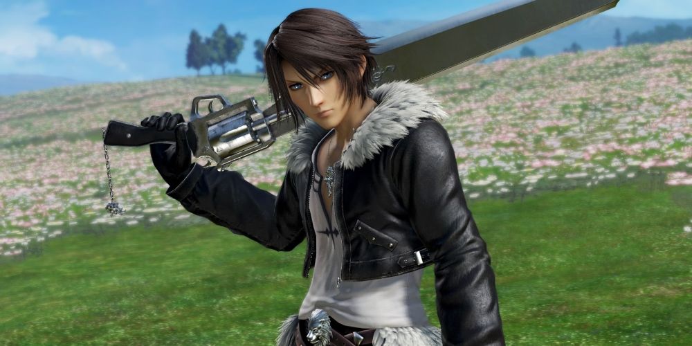 Squall Leonhart with his gunblade in Dissidia Final Fantasy game