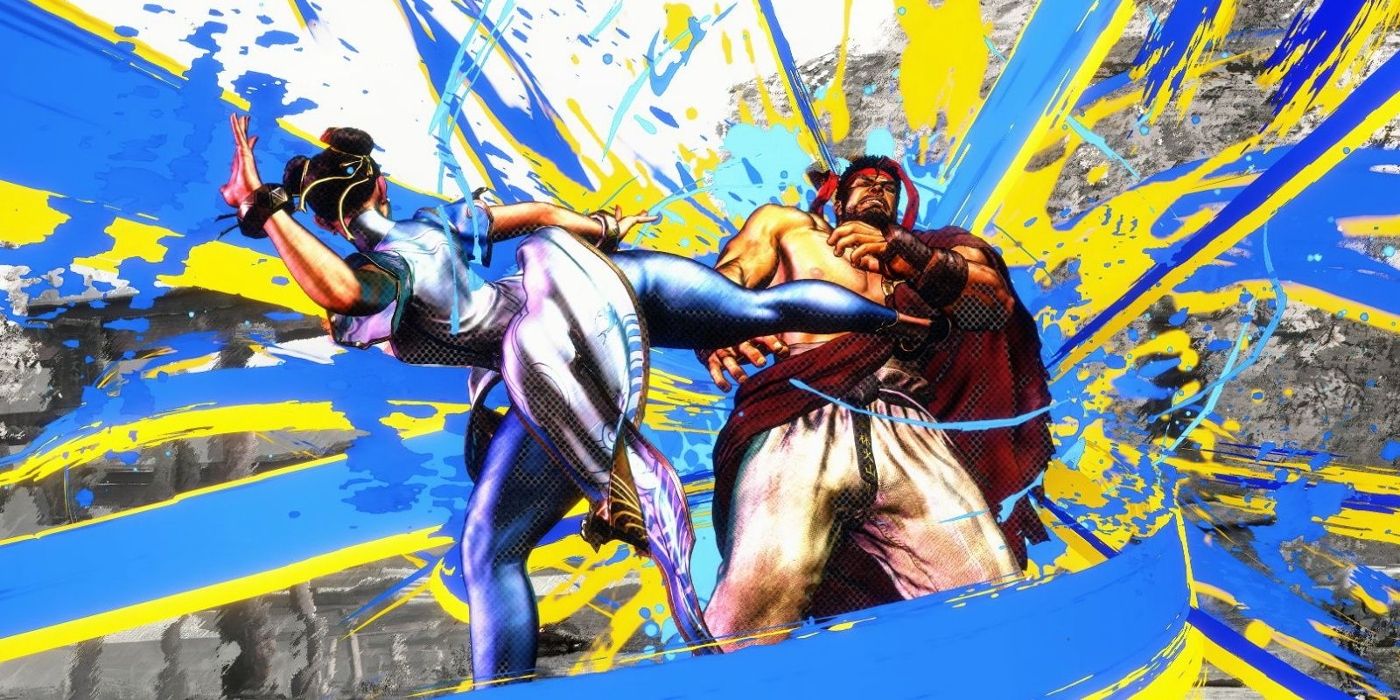 Street Fighter 6 trailer screenshot of Chun Li and Ryu mid fight