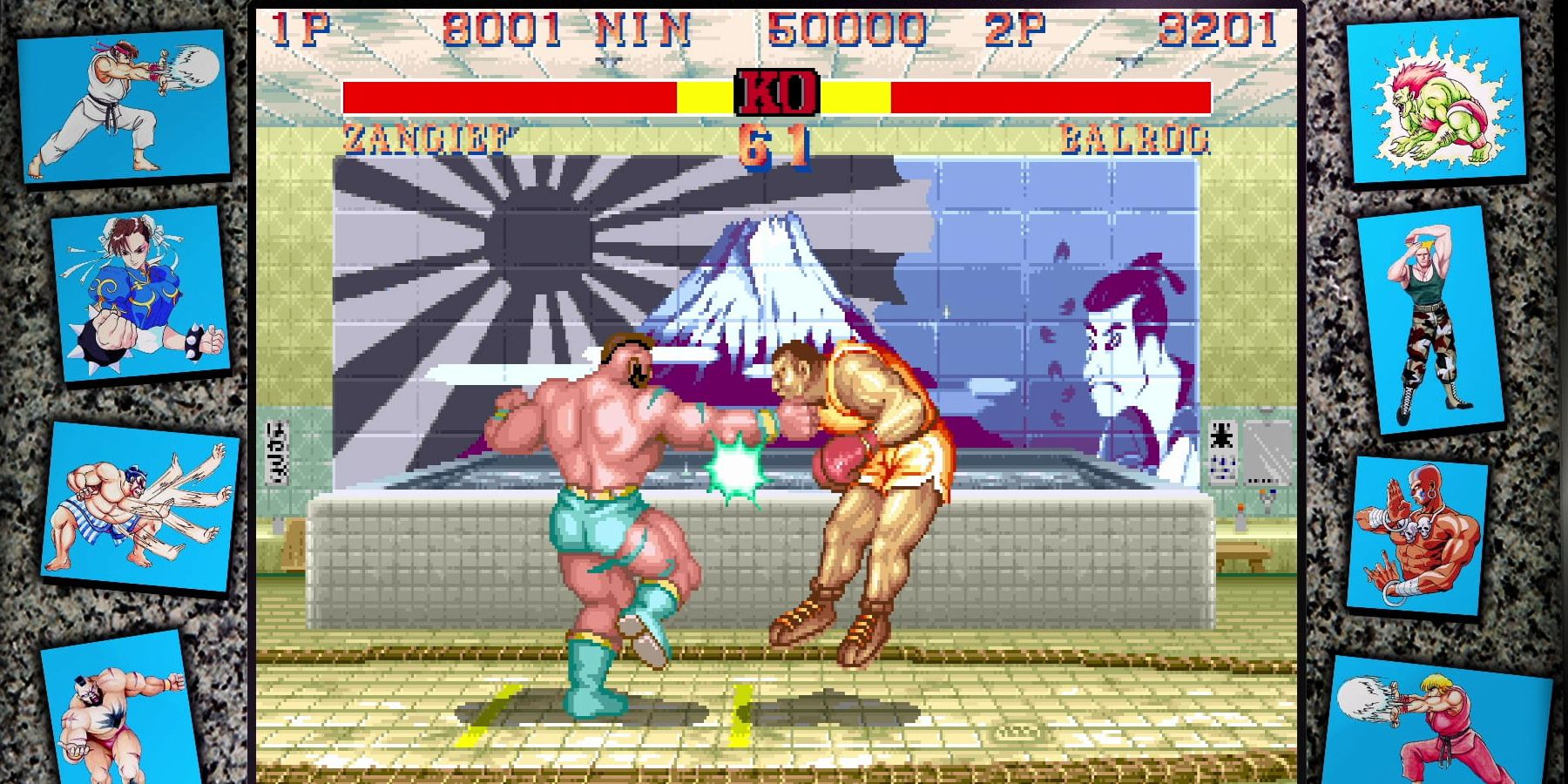 Zangief uses his Lariat against Balrog in Street Fighter II Turbo: Hyper Fighting