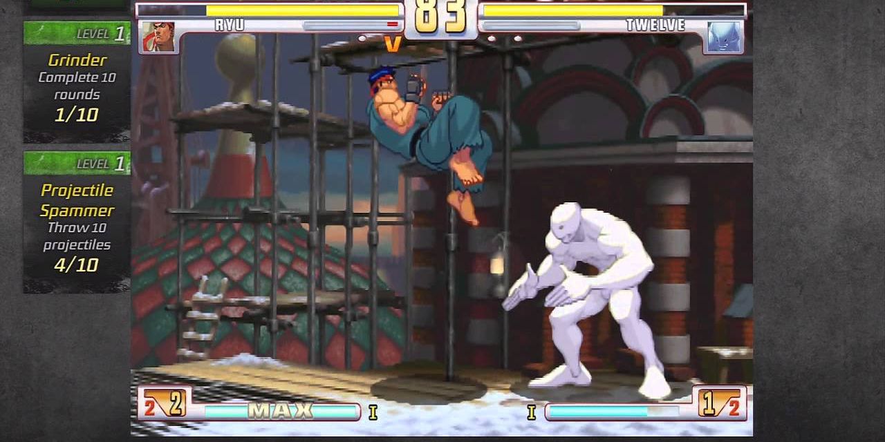 Ryu jumping in on Twelve in Street Fighter III 3rd Strike Online