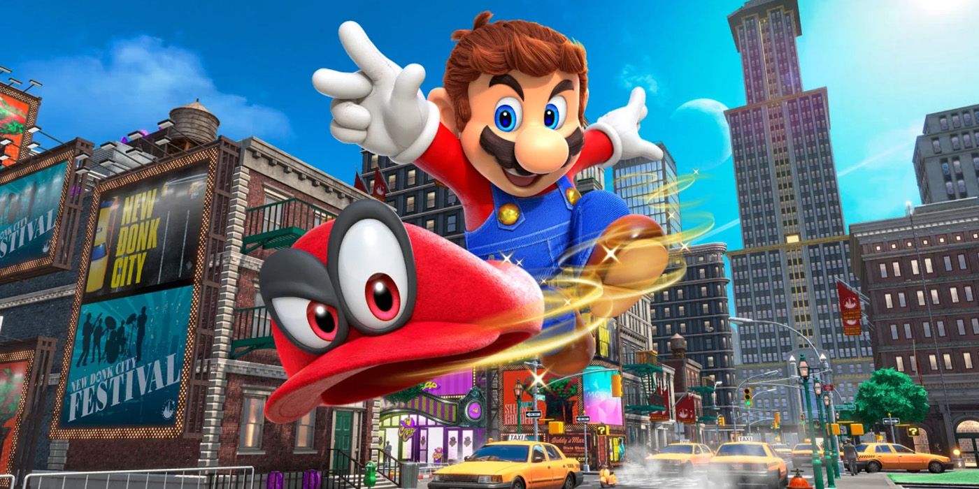 Mario throwing Cappy in Super Mario Odyssey