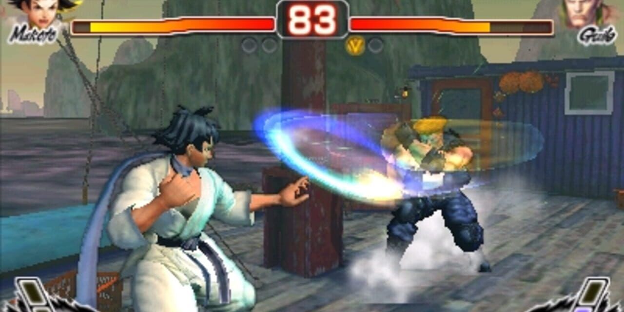 Makoto fights Guile through Dynamic Mode in Super Street Fighter IV 3D Edition