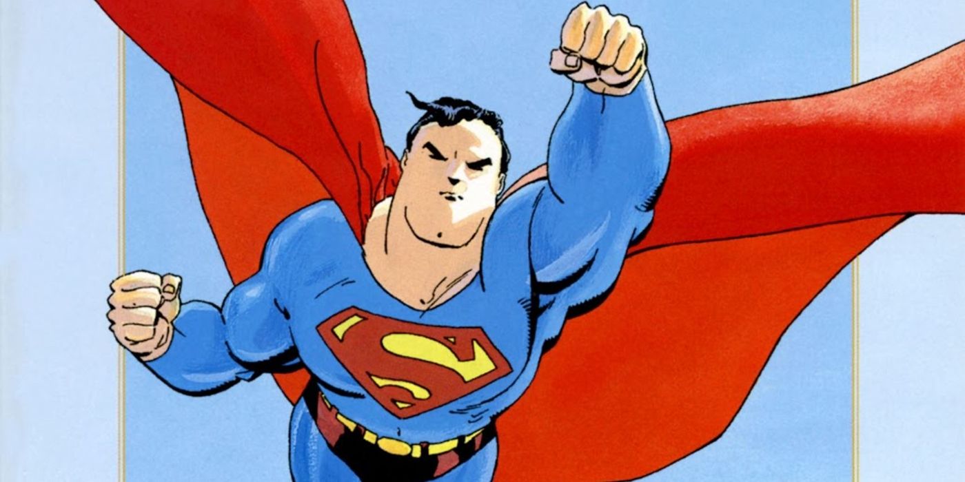 Superman flies, looking determined, in DC Comics