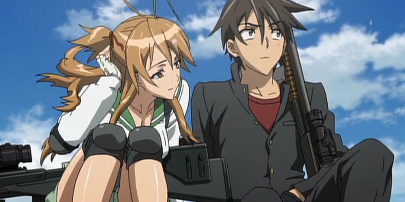 Takashi and Rei spend time together in Highschool Of The Dead.
