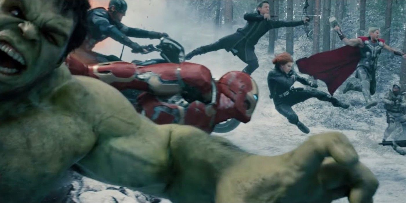 The Avengers charge In Avengers: Age Of Ultron