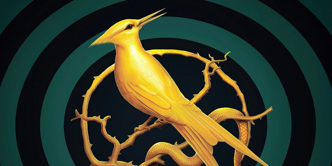 A gold mocking jay in a nest on a black and green background