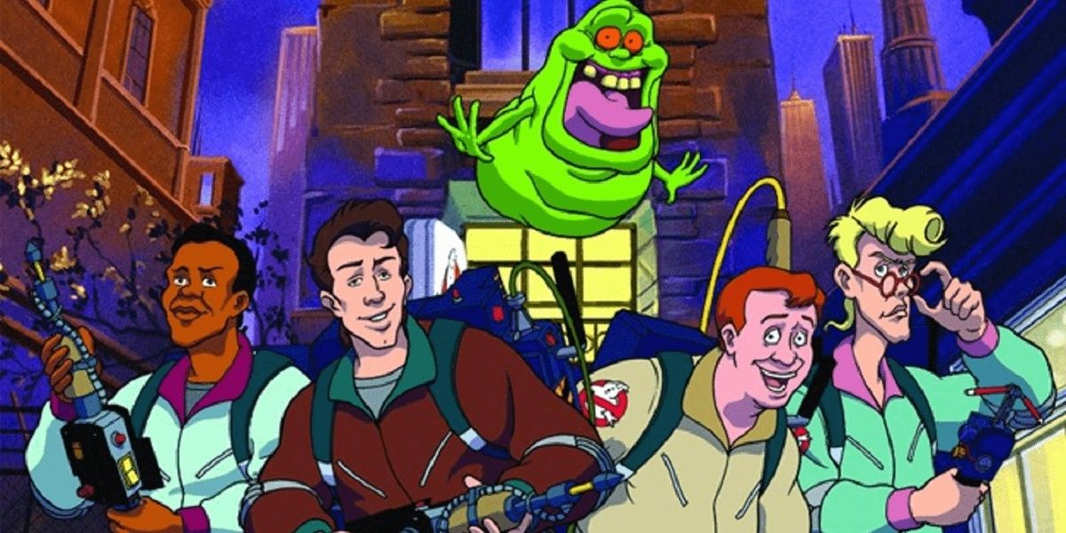 Slimer, Winston, Venkman, Stantz and Spengler in The Real Ghostbusters animated series