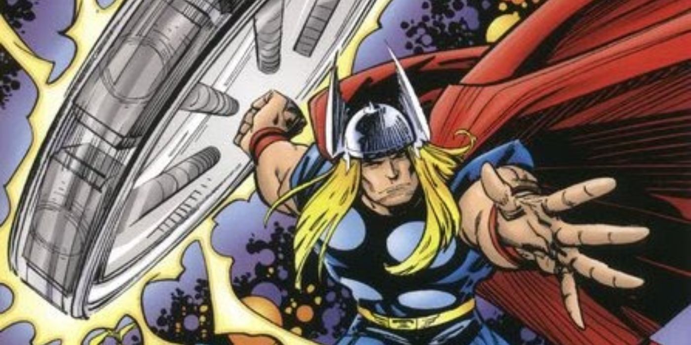 Walt Simonson's Thor throws Mjolnir.