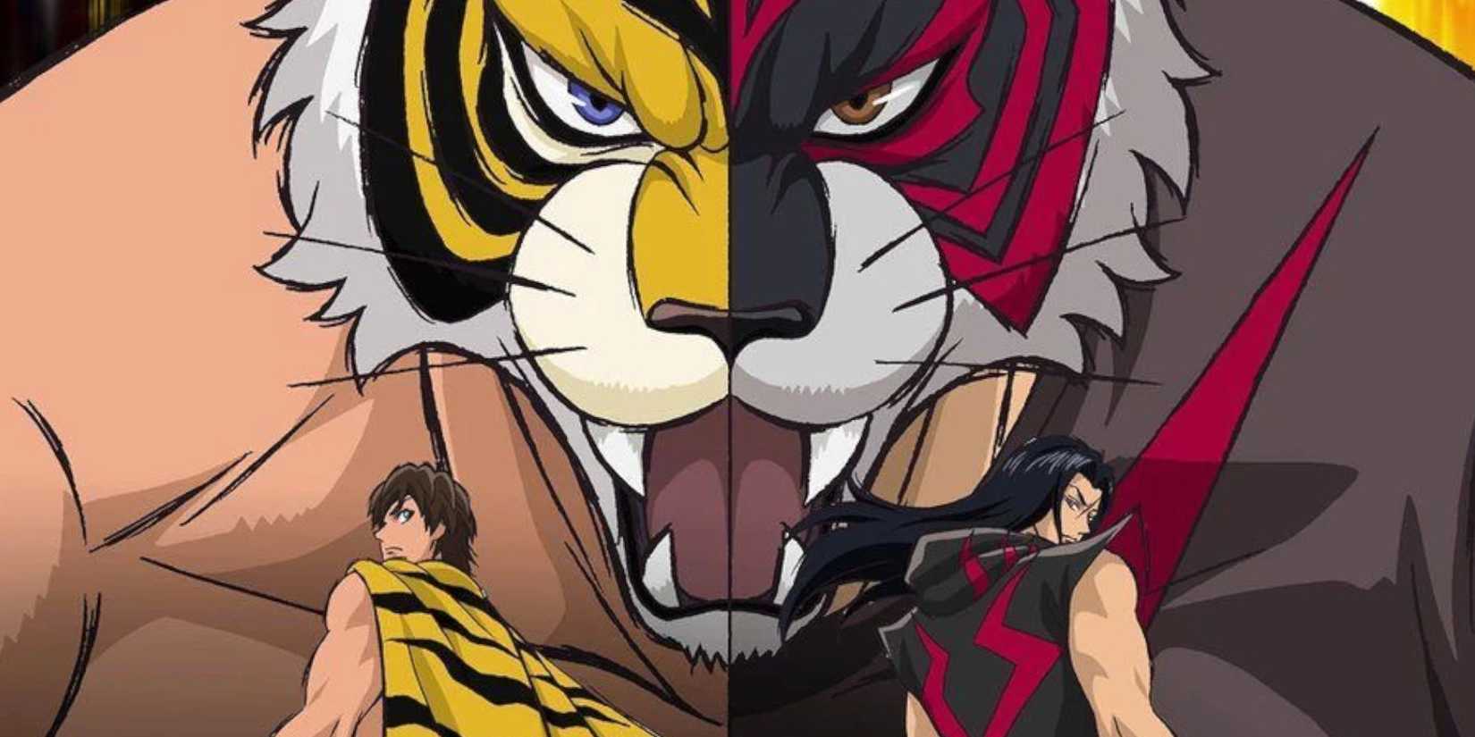 Tiger Mask and Tiger the Dark standing back to back in Tiger Mask W.