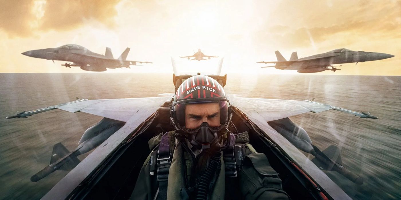 Maverick piloting a jet in Top Gun: Maverick