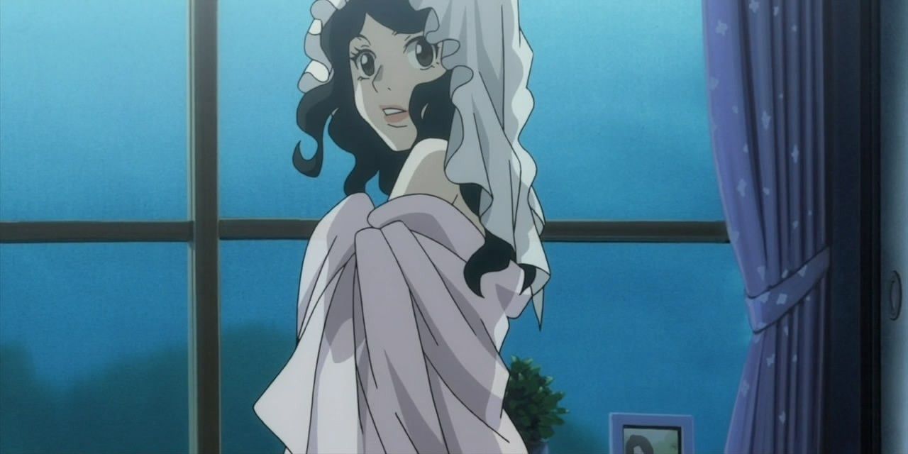 Tsukimi from Princess Jellyfish standing near a moonlit window.