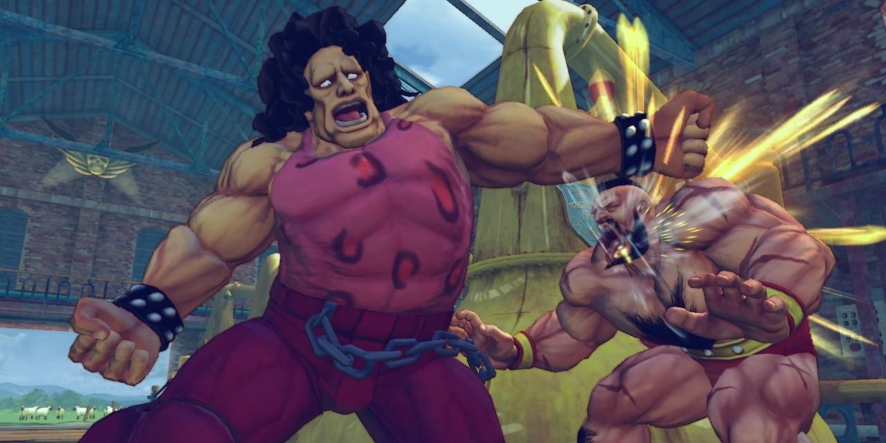 Hugo hit Zangief with a lariat in Ultra Street Fighter IV