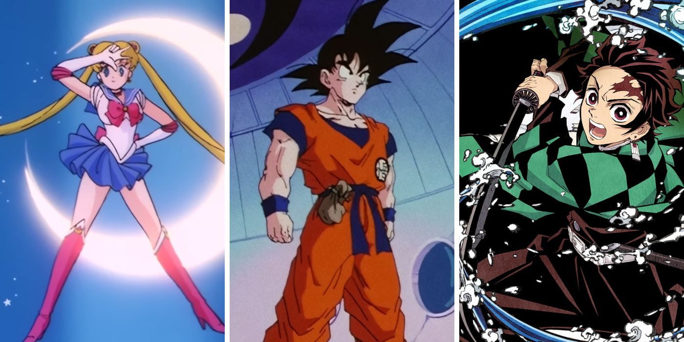 Sailor Moon, Goku, and Tanjiro Kamado