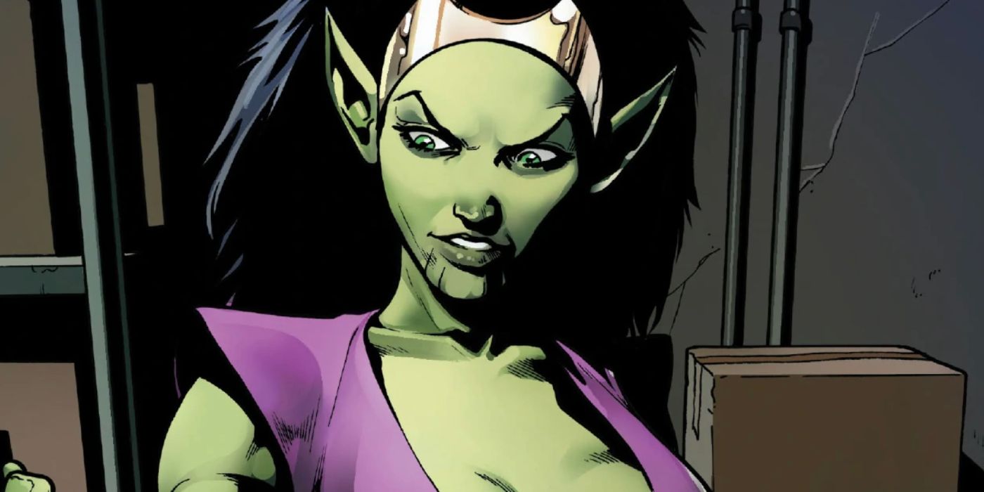 Queen Veranke in Secret Invasion staring downward in Marvel Comics.