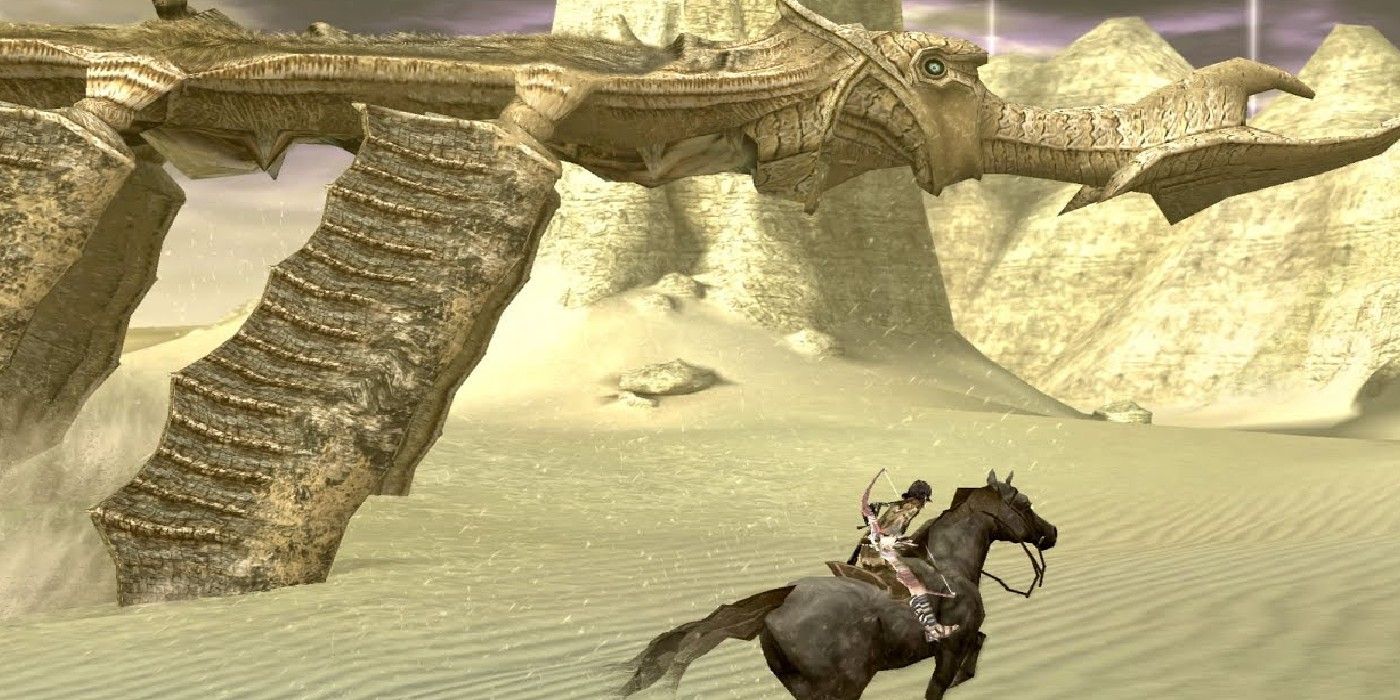 Wanderer chases Phalanx in Shadow Of The Colossus.