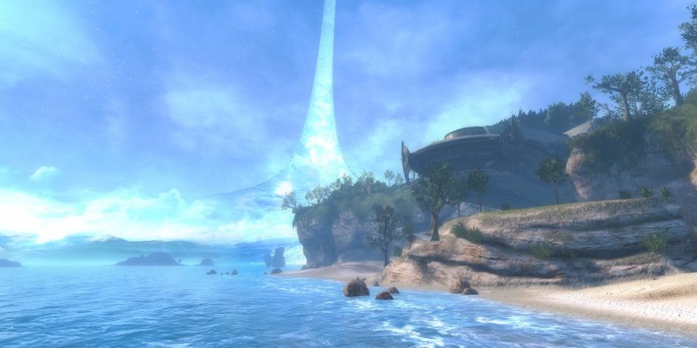 A campaign level wth water as a boundary in Halo Combat Evolved Anniversary