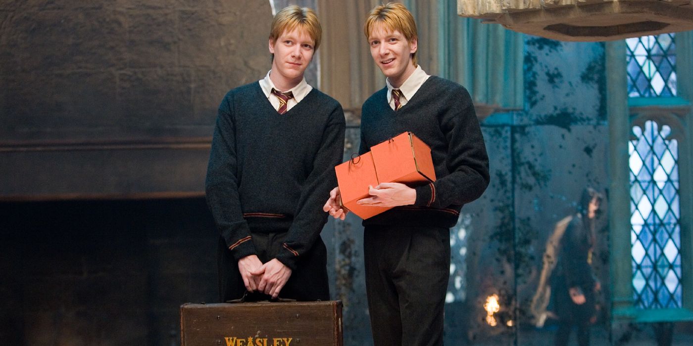 Fred and George Weasley with their shop products in Harry Potter and the Order of the Phoenix