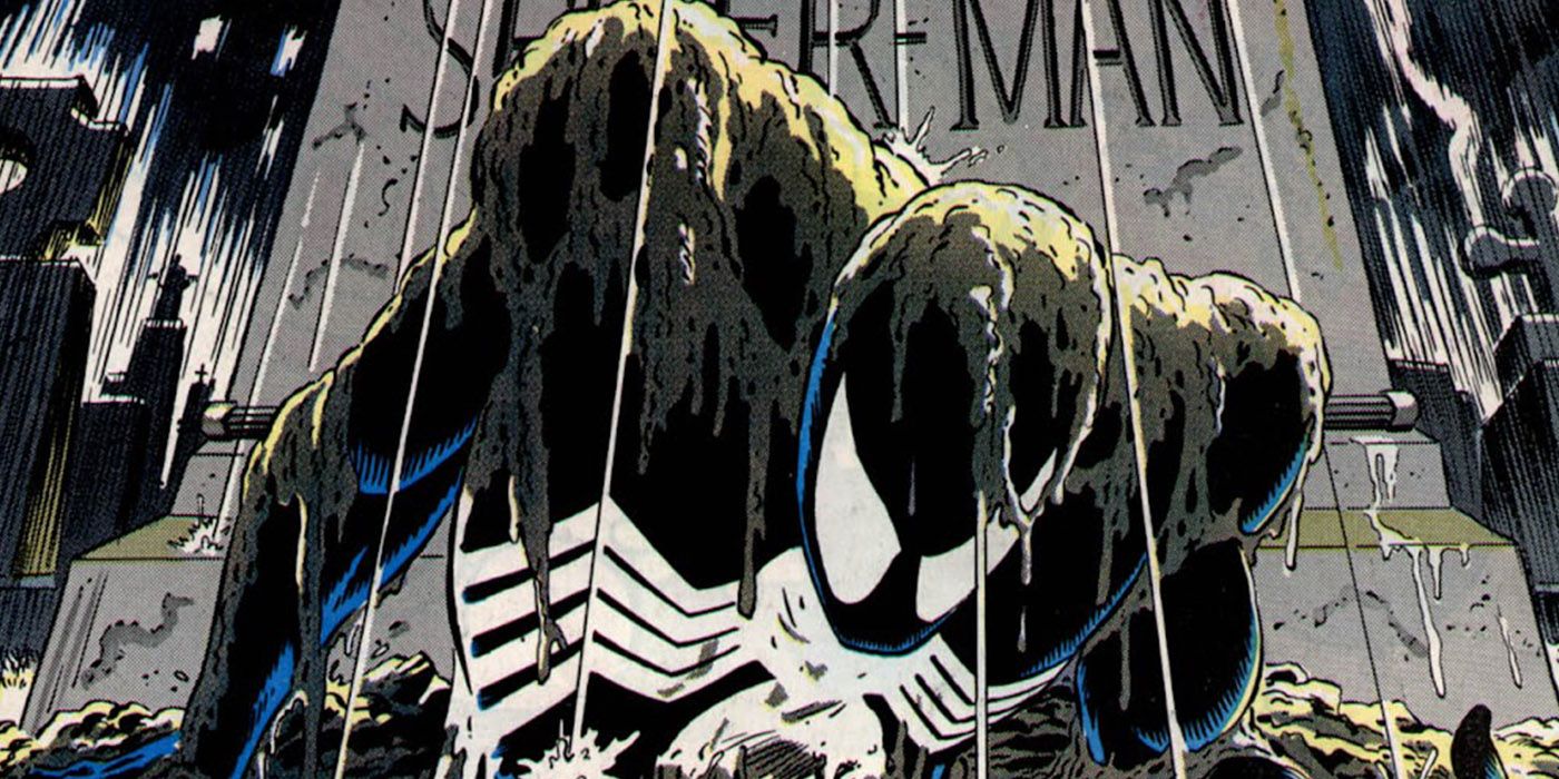 Spider-Man en costume noir sort de sa tombe